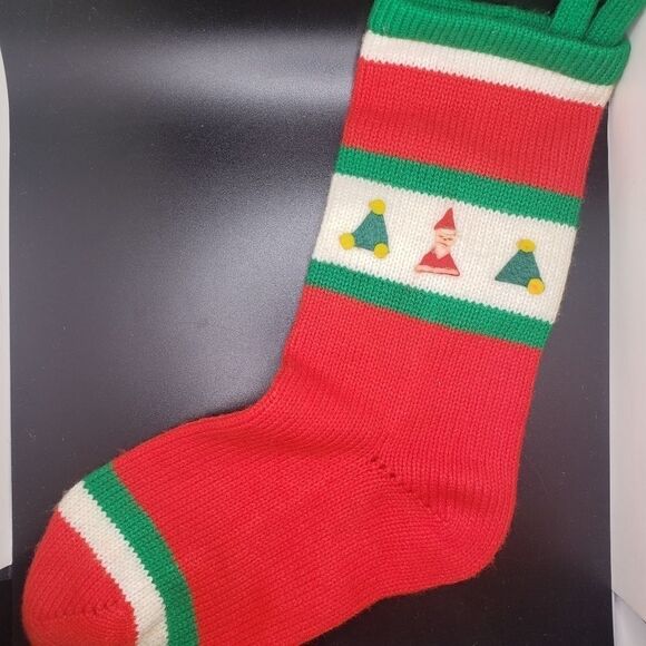 Vintage hand knit Christmas stocking - Picture 2 of 8